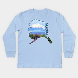 State of Alaska Outline Kids Long Sleeve T-Shirt